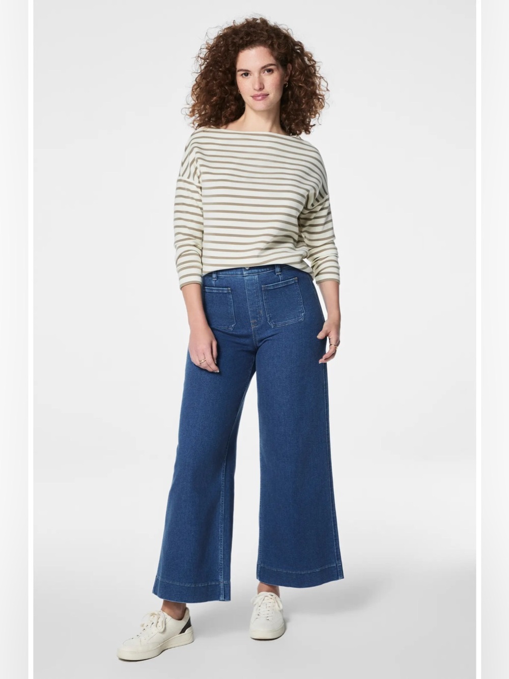 Spanx || AirEssentials Boat Neck Top in Fawn Stripe Cream Beige XL